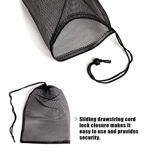 10 Pieces Durable Nylon Mesh Bag with Sliding Drawstring Cord Lock Closure,Large Black Mesh Bag for Golf Tennis Balls,Gym,Shower,Washing Toys,Swimming,Beach,12×7.5 Inch3