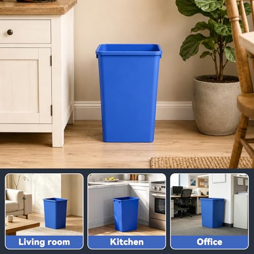 Image of ROOMTEC 35QT Kitchen Trash Can,Sturdy and Lightweight Slim Trash Can,2-Pack | 35 Quart Plastic Trash Can, Trash Cans for Kitchen, Workspace, Bathroom, Office, Easy to Clean ,Wide-open Top Design, Blue
