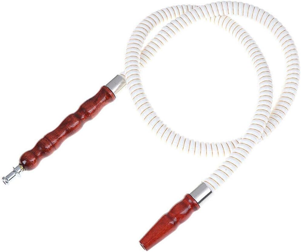 1 m Wrapped in Leather Shisha Hose Removable Mouth Tip Shisha Hose Mouth Tip Washable Shisha Hose Hand Pipe, White