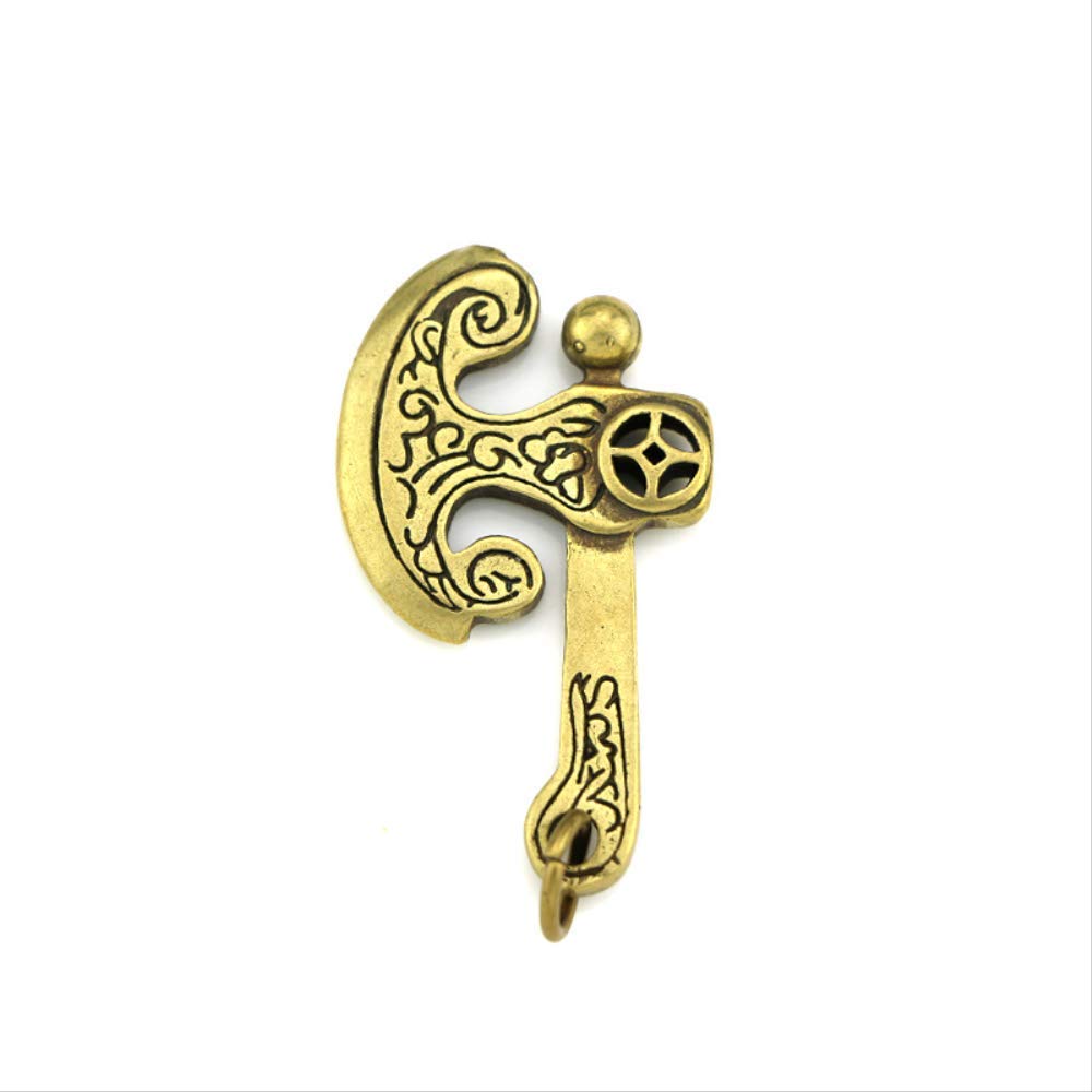 WGLG Handmade Pure Copper Retro Creative Axe Pendant Brass to Make Old Money Axe Key Foddle Car Pendants