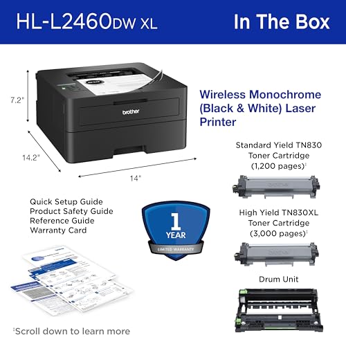 Brother HLL2460DWXL Hl-L2460Dw Xl Wireless Compact Monochrome Laser Printer thumb #6