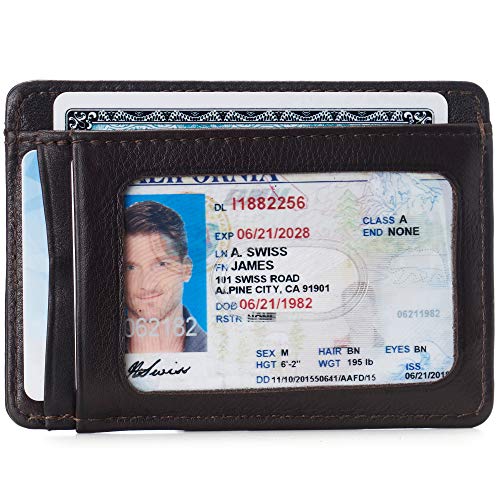 Image of Alpine Swiss RFID Dermot Money Clip Front Pocket Wallet For Men Leather Comes in a Gift Box Brown