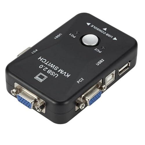 USB 2.0 KVM VGA Switcher, 2 Port USB Splitter Switch Box for Mouse Keyboard Monitor Computer - Thumbnail 2