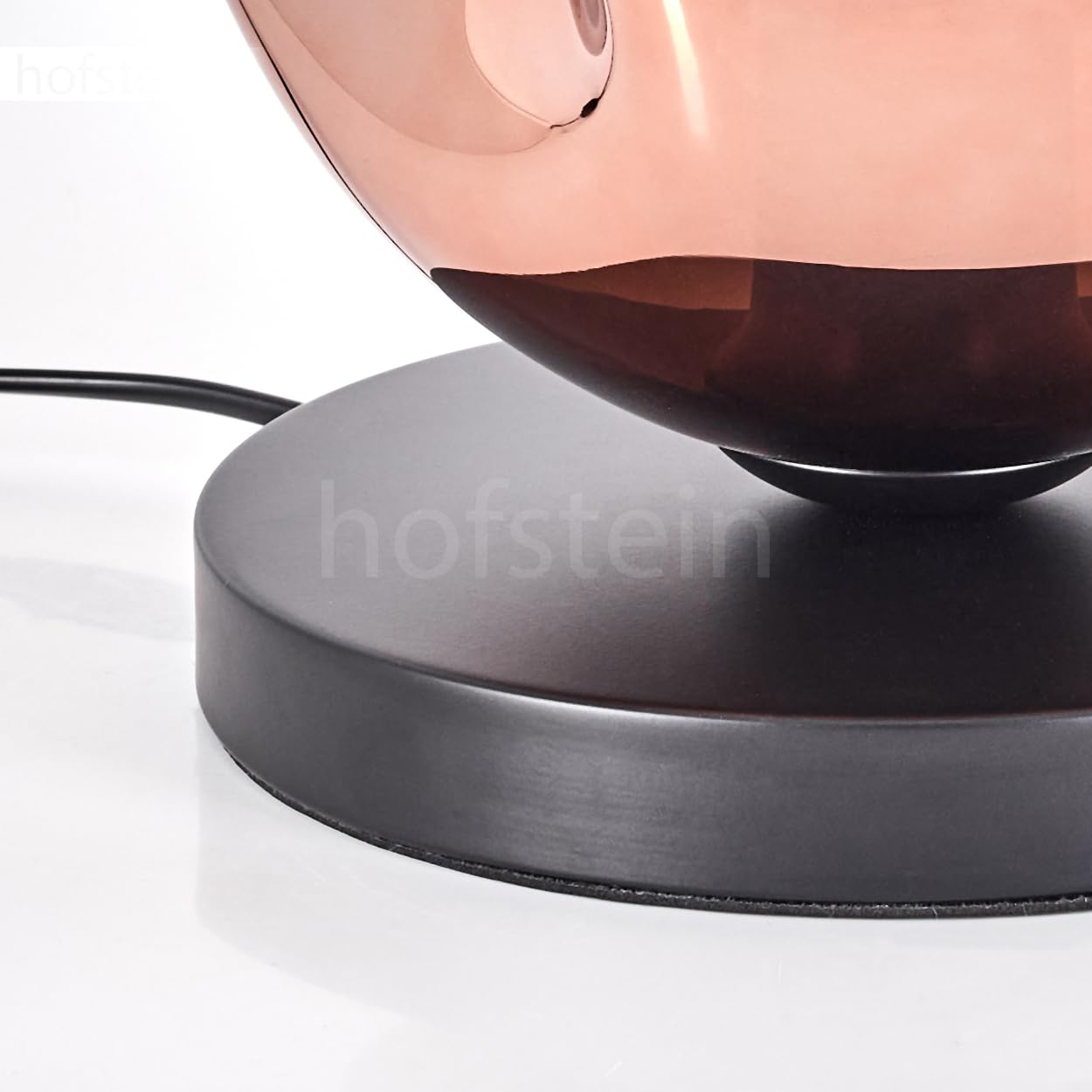 Tischleuchte Apedo, Tischlampe aus Metall/Glas in Schwarz/Kupferfarben, Leuchte im modernen Retro/Vintage-Design mit Schirm aus Glas (Ø 20 cm) u. An/-Auschalter am Kabel, 1 x E27, ohne Leuchtmittel