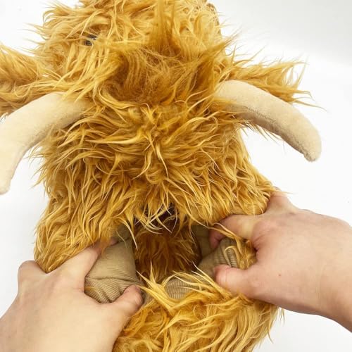 Highland Cow Slippers, Plush Slippers Men Women, Plush Scottish Cow Slippers,Soft Warm Non Slip Animal Slippers3