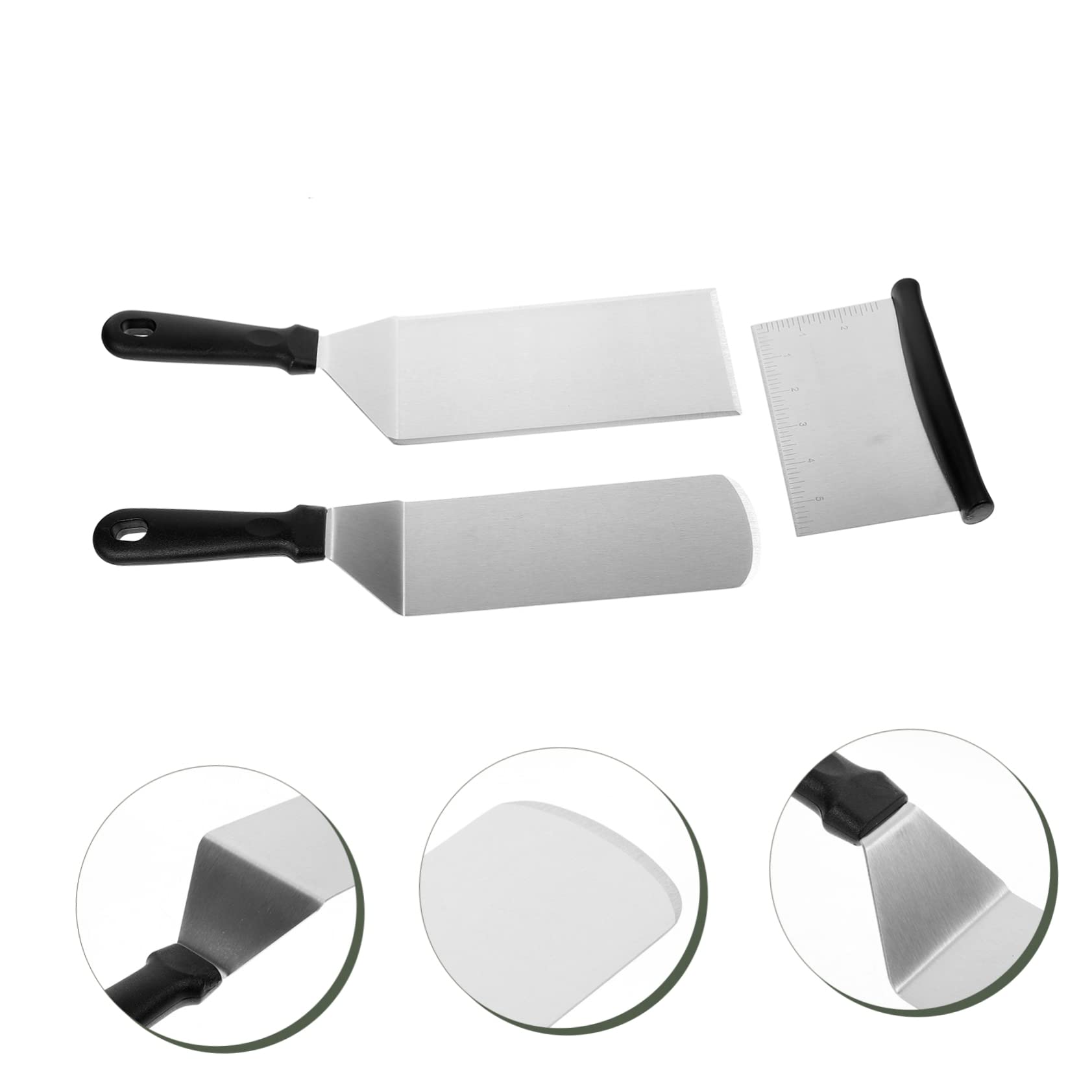 BESTYASH Spatule Facile à Nettoyer Manche en Pp en Acier Inoxydable Set de 3 Pièces pour Barbecue pour Cuisson et Service Cuisine