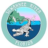 Suwannee River, Florida Gator Decorative Car Truck Window Sticker Decal Vinyl Die-Cut Badge Emblem Vacation Souvenir Travel Gear