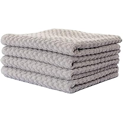 Carenesse 4er Handtücher Set 50 x 100 cm grau I Premium Hotelqualität 100% Baumwolle Öko-Tex 100 I Handtuch Set mit Waffelmuster & Bordüre I Frottee Handtücher fusselfrei/saugstark/weich