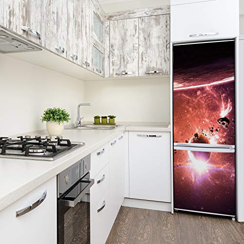 Vinilo para nevera de galaxia que oculta imperfecciones en puertas de cocina 4