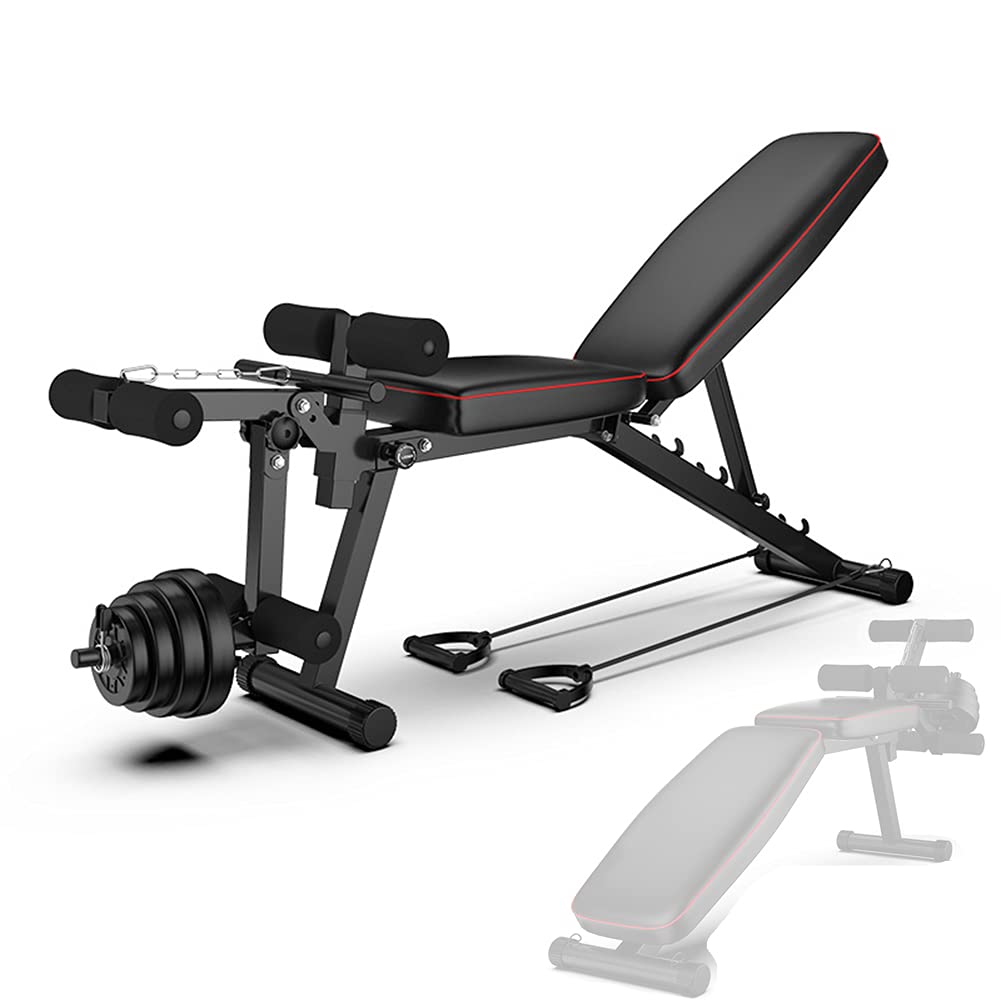 YYGG Bancos de Pesas, Banco Multifuncional, Banco de Adominales Profesional con Respaldo Ajustable/Fijación de Piernas, Gimnasio en Casa, Carga Máxima 200 Kg