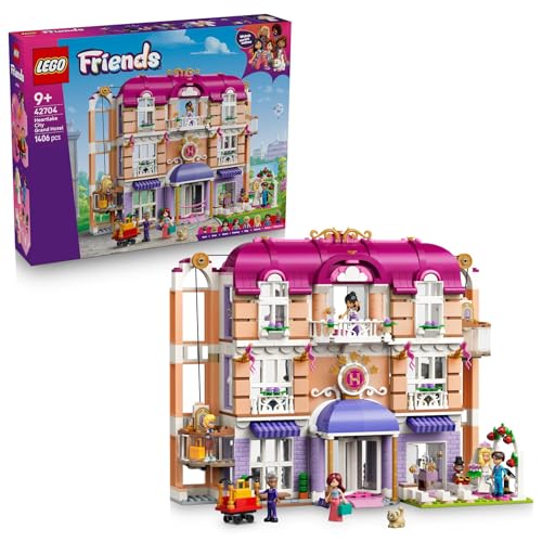 Image of LEGO Friends Heartlake City Grand Hotel Toy - Miniature Model w/ 6 Mini Dolls, 2 Animal Figures & Accessories - Birthday Gift for 9+ Year Old Girls - 42704