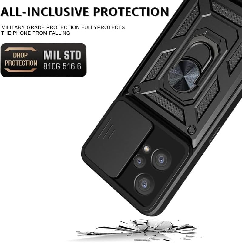 Image of Luxe Back Cover for OnePlus Nord CE 2 Lite 5G | D10 Tough Armor | Sliding Camera Shield | 360 Protection | Kickstand Ring Holder | Military-Grade Shockproof Bumper