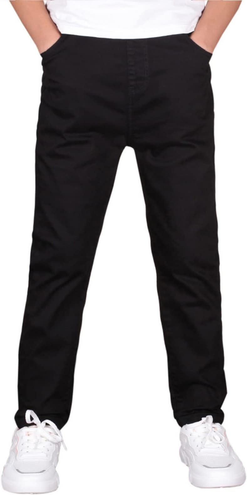 CAMLAKEE Boys Cargo Trousers, Kids Elasticated Waist Joggers Pants with Contrast Details