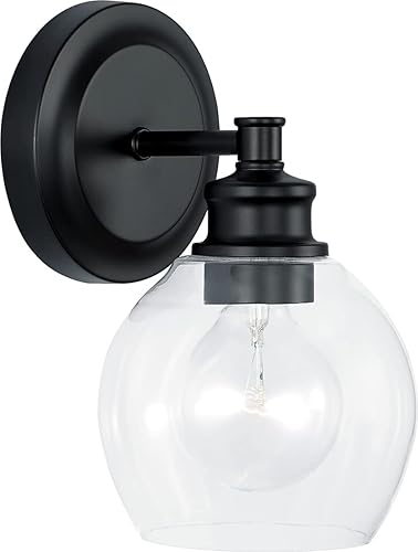 Miniatura 5 de Capital Lighting 121121PN-426 Mid-Century - Soporte de pared para tocador de baño, vidrio transparente, 2 luces, 200 vatios totales, 10 pulgadas de