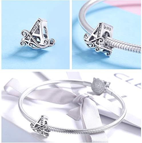 925 Sterling Silver Letter Charms for Pandora Bracelets Alphabet Initial Charms Beads Birthday Christmas Jewelry Gift for Women - Image 4