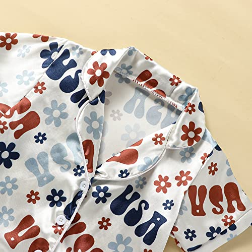 Toddler Baby Girl St Patricks Day Pajamas Bow&Clover Print Short Sleeve Shirts + Shorts Summer Girls Sleepwear Suit3