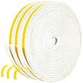 fowong White Door Window Weather Stripping- 3 Rolls, 1/4 Inch Wide X 1/8 Inch Thick, Self Adhesive Foam Tape High Density Foam Sealing Strip Window Insulation Gasket Tape, 15 Ft x 3, Total 45 Feet
