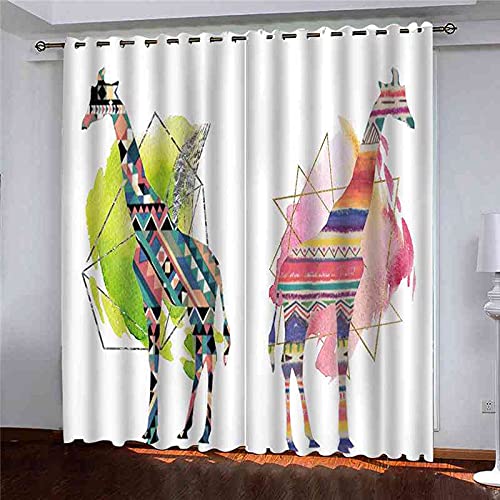 Rideaux de salon girafe colorée 264x242 cm pour illuminer la décoration de votre cuisine