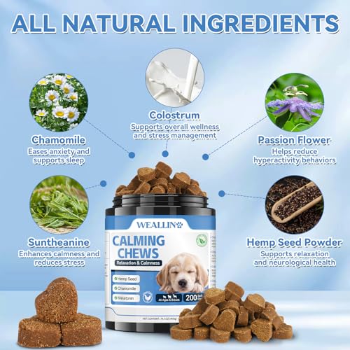 200 PCS Hemp Calming Chews for Dogs 200, Advanced Calming Treats for Dogs with Hemp Oil Melatonin Chamomile for Anxiety Relief, Separation, Stress Relief - Chicken Flavor - Image 4