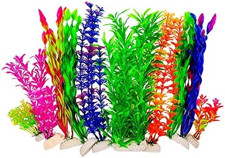 BEGONDIS 10 Pcs Aquarium Decorations Fish Tank Artificial Water Plants Made of Soft Plastic