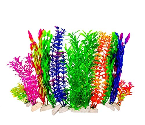 Begondis 10 Pcs Aquarium Decorations Fish Tank Artificial Water Plants Made Of Soft Plastic #TOP30