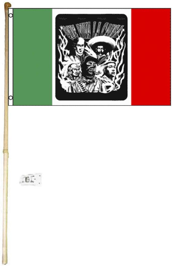 3x5 3'x5' Que Viva La Causa Long Live The Cause Polyester Flag with 5' (Foot) Flag Pole Kit with Wall Mount Bracket & Screws (Imported)