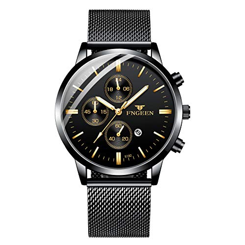 MICGIGI - Reloj de cuarzo impermeable para hombre con correa de acero inoxidable ultrafina, Minimali