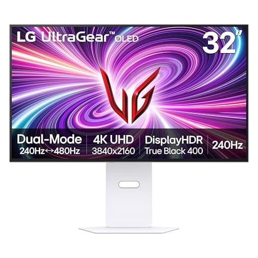 LG ‎32GS95UV 32-inch Ultragear OLED Gaming Monitor 4K UHD 1440p 240Hz 0.03ms DisplayHDR True Black 400 AMD FreeSync Premium Pro NVIDIA G-Sync HDMI 2.1 DisplayPort Tilt/Height/Swivel Stand White