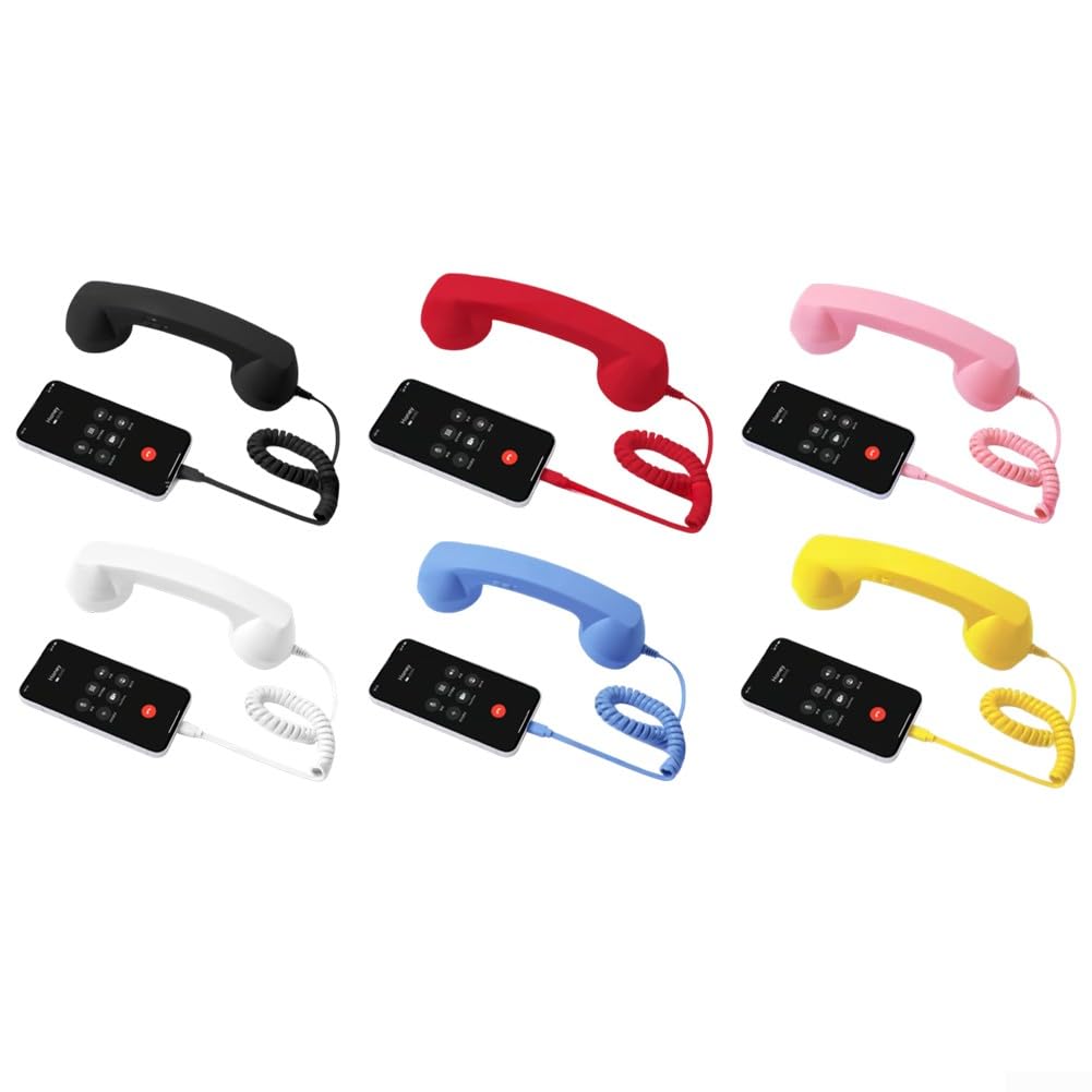 Auricular Retro Teléfono, Receptor con Cable Tipo C, Altavoz de Alta Fidelidad, Agarre Ergonómico, Material ABS, para Smartphones Tablets, Videoconferencias Llamadas