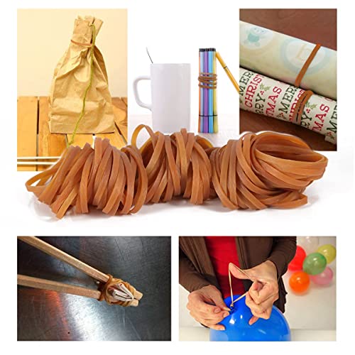 Miniatura 3 de 280pcs Gomas Elásticas 60mm 5mm Gomas Resistentes Y Reutilizables Bandas De Goma Grandes 450g Elásticas Para Oficina Gomas De Pollo Para Suministros De Oficina, Hogar, Escuela Color Amarillo Oscuro