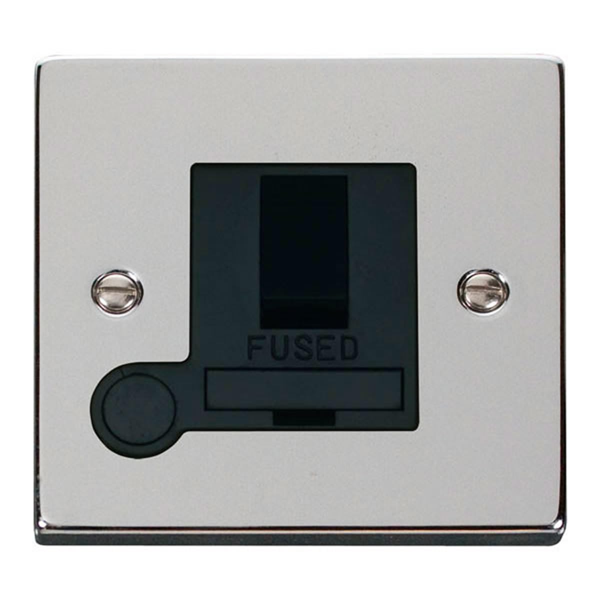 Click Polished Chrome 13A Fused Connection Unit Switched With Flex - Black Insert