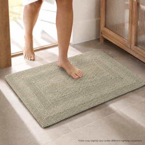 Image of Cotton Reversible Tufted Bath Mat - 2000 GSM, 40 x 60 cm (Green)