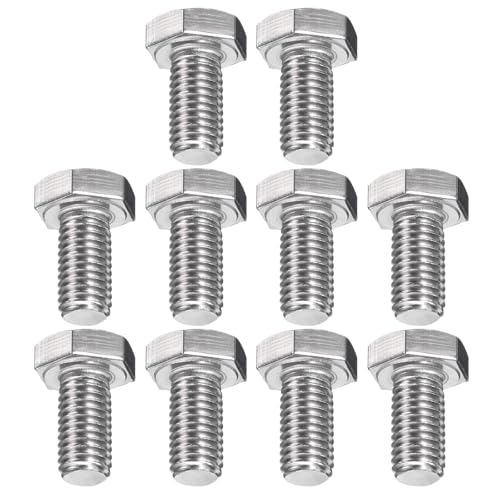 Image of MroMax 10Pcs M10-1.5 Hex Bolts, M10 x 20mm Hex Head Screws Bolts | 304 Stainless Steel 18-8, Fully Threaded, External Hex Drive, for Medium Panel Fixing and Equipment Guard Installation,