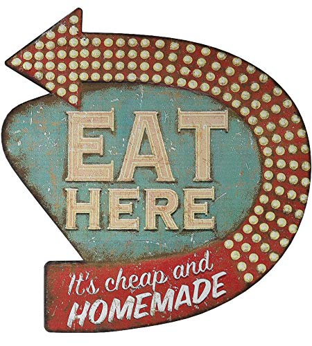 Creative Co-op Eat Here Tin Retro Wall Decor