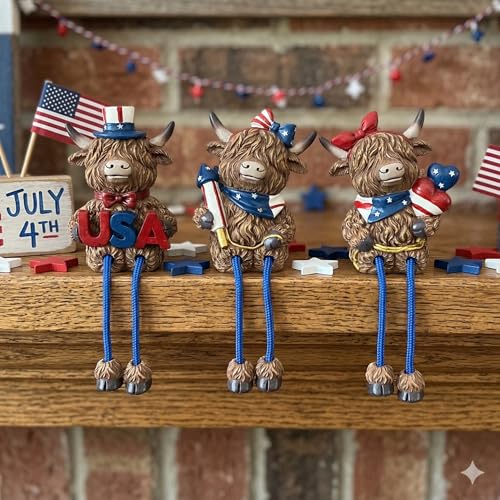50% Off Patriotic Highland Cow Decor Set of 3 - Image 3