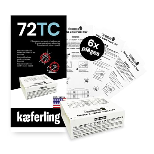 Catchmaster 72TC Pièges à Souris Adhésifs 6X - Pré-Appâtés & sans Poison - Collant Puissant Non Toxique - Sécurité Enfants & Animaux - Piège Rongeurs Maison, Cuisine, Garage - Longue Durée