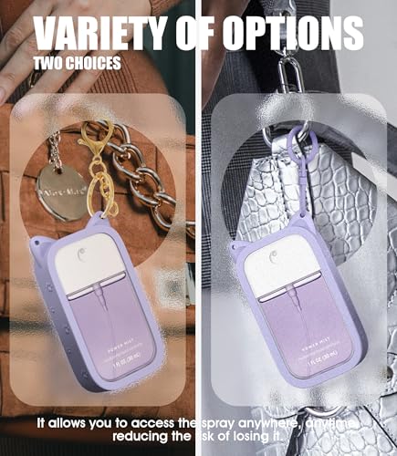 1 Pack Silicone Case Compatible with Touchland Hand Sanitizer Spray (Fit for 1 FL OZ/30 mL Ver), Portable keychain Cute Color Ears (Purple)2