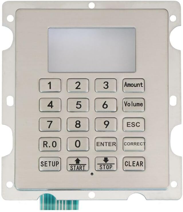 Panel Mount Fuel Dispenser Keypad Rugged Stainless Steel Gas Station Keyboard with 20 Keys(Layout 2)