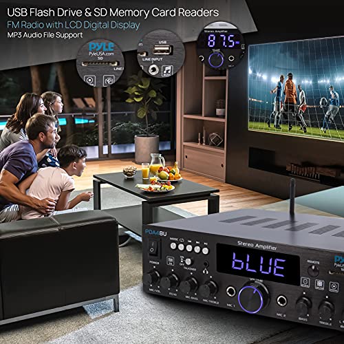 image for Pyle Wireless Bluetooth Home Stereo Amplifier-Multi-Channel 200W Power