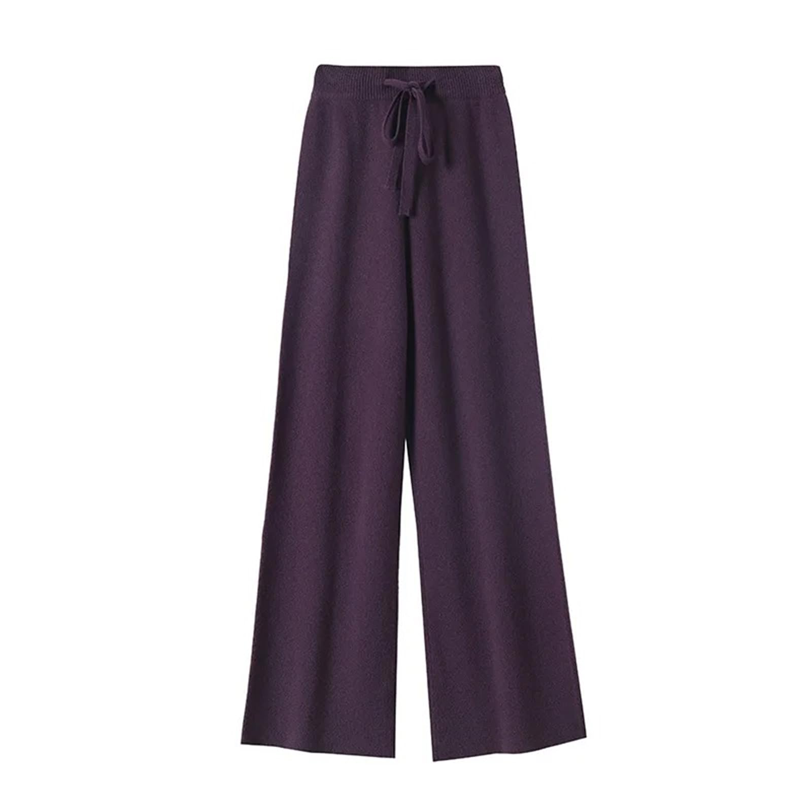 Womens Pants Autumn Winter Wide Leg Wool Knitwear Casual Drawstring Trouser for Women