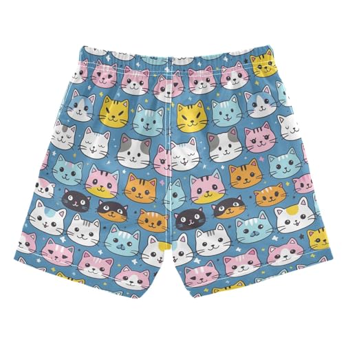 Cartoon Cat Blue Boys Swim Trunks Toddler Shorts Swimwear Boardshorts2