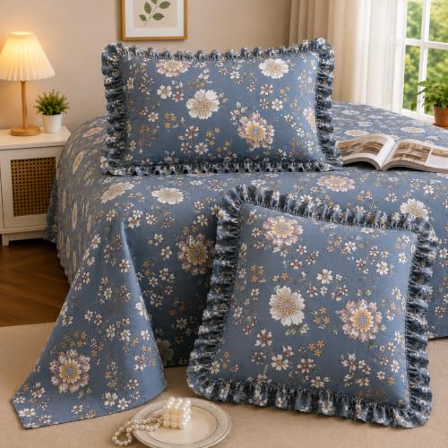 Image of Fitted Bedsheet Queen Size 300 TC Soft Cotton Feel Microfiber All Around Elastic Fitted Double Bedsheet with 2 Frill Pillow Covers | Size (60x78) Grey Bail