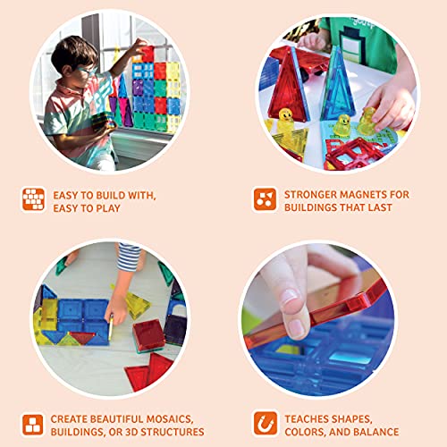 Shapemags 120 Piece Set 120 Pcs Magnet Building Tiles Magnetic Blocks - Shapes Include 2 Car Bases, Award Winning Stem Educational 3D Construction Building Blocks Set #TOP3