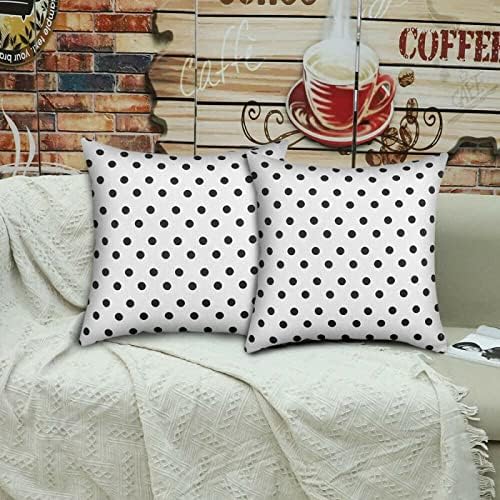Trintion Throw Pillow Cases Square 45X45cm Cushion Cover Pillowcases Soft Decorative Throw Pillow Covers Set for Chair Couch Sofa Bedroom Car Black and White Spots Dots