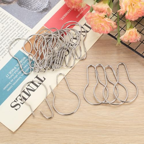 50 Crochets Rideau Douche Métal Argent Fermeture Heozhuyi