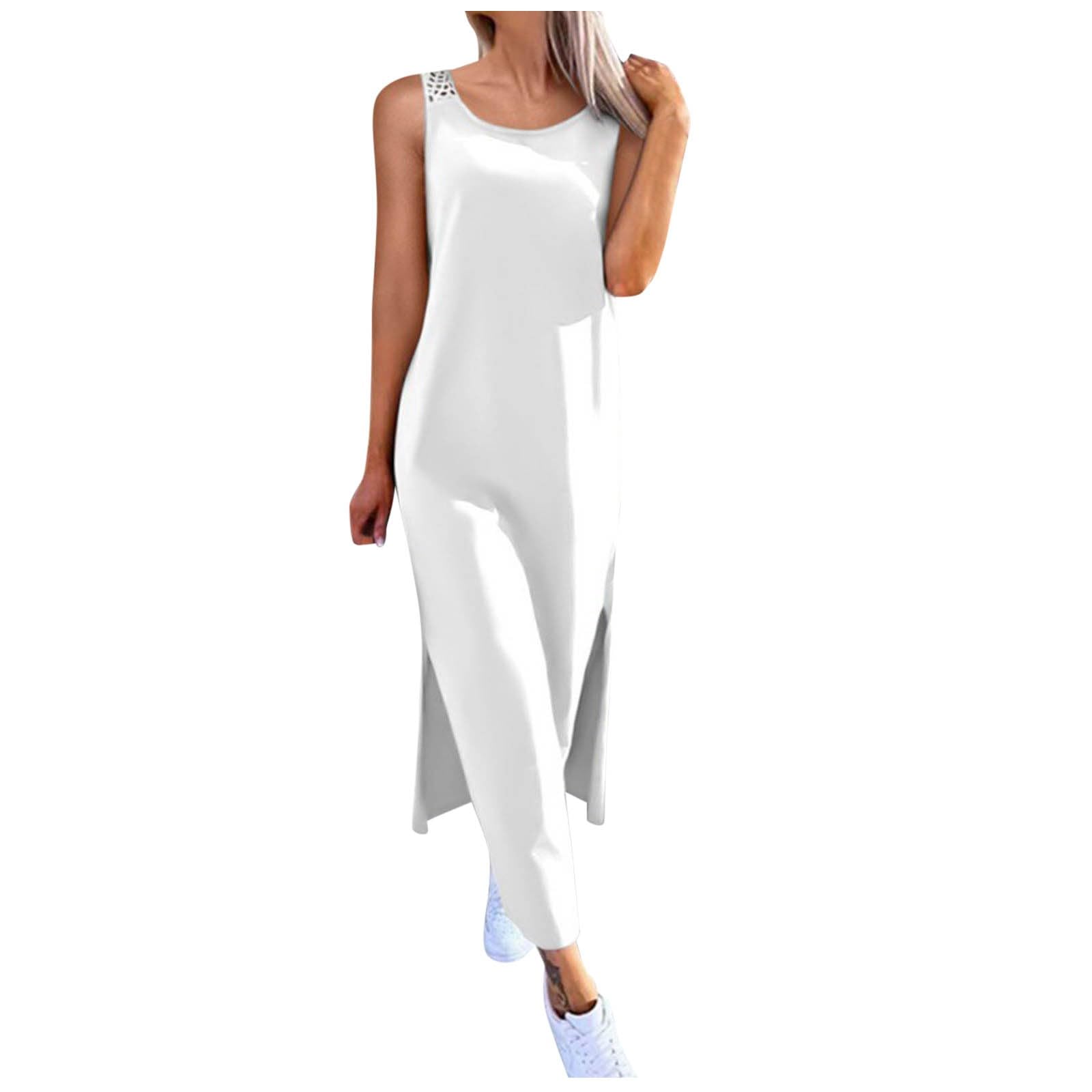 Vestido De Verano for Mujer Largo Vestidos Largos Sueltos Ocasionales Traje Playa 2026 for Resort Sin Mangas Ahueca hacia Fuera El Tiras con Abertura Lateral Encaje, Menta