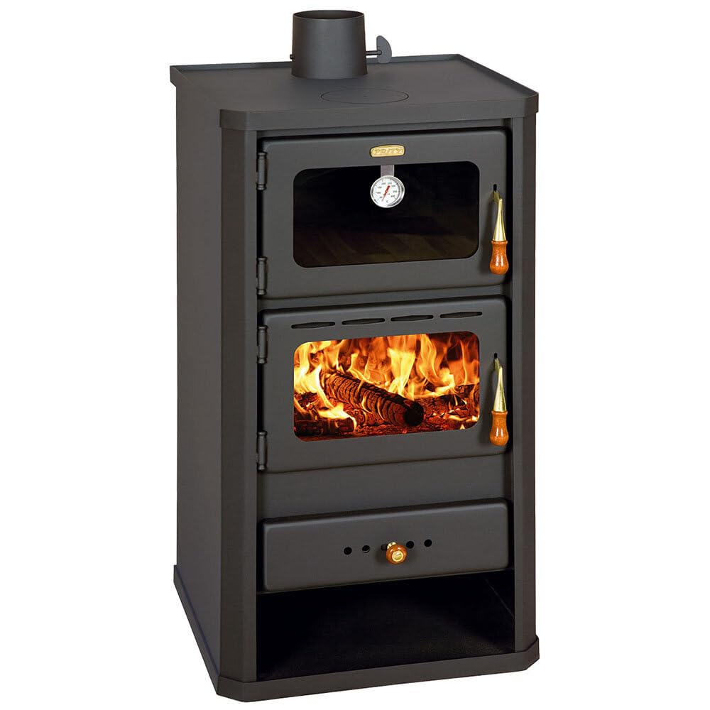 EEK A - Prity FM - 12.1 Poêle à bois avec four, poêle à bois à haute puissance de chauffage efficace pour la maison, l'appartement et la maison de vacances