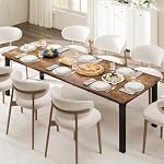 Dining Room Table for 6-8 People, 71 Inch Dining Table, Rectangular Kitchen Table with Iron Legs, Scratch & Water Resistant MDF Top, for Dining Room, Kitchen and Living Room, Retro Brown(Only Table)
