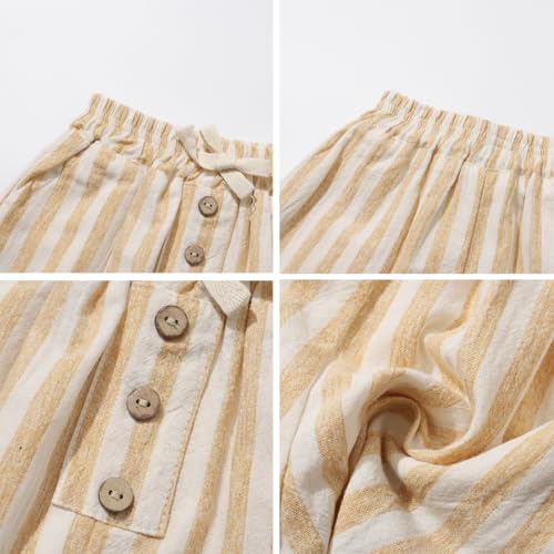 Ashmyova Classic Shorts for Boys Thin Cotton Stripe Elastics Waist Casual Summer Toddler Shorts Lightweight 2Pcs4