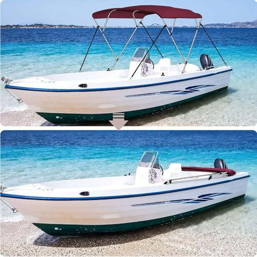 KAKIT Bimini Tops for Boats Mesh Sides (4 Bow 8'L x 54" H x 91"-96" W,Red) by KAKIT - Image 7
